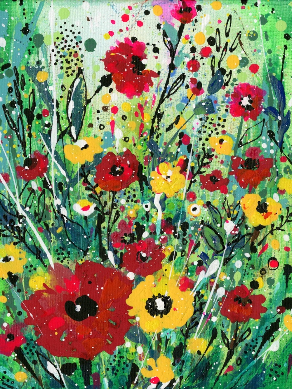 Original Floral Painting on Canvas - Dancing In The Garden 3